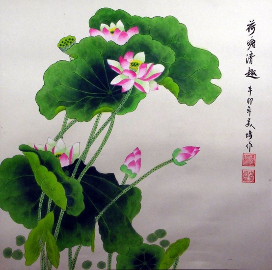 国画荷花：高清图欣赏