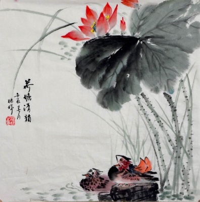 国画荷花：高清图欣赏