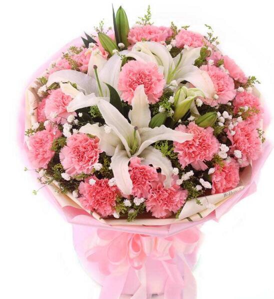 康乃馨加百合什么意思，19朵康乃馨加百合寓意好吗